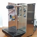 Aroma Plus ESE Pad Espressomaschine Edelstahl schräg
