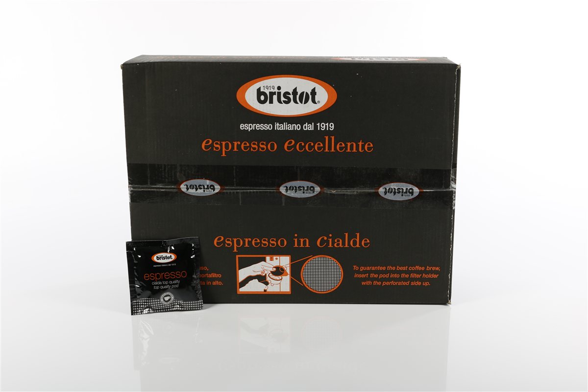 Bristot Espresso ESE Pads 150: Karton vorne mit Pad
